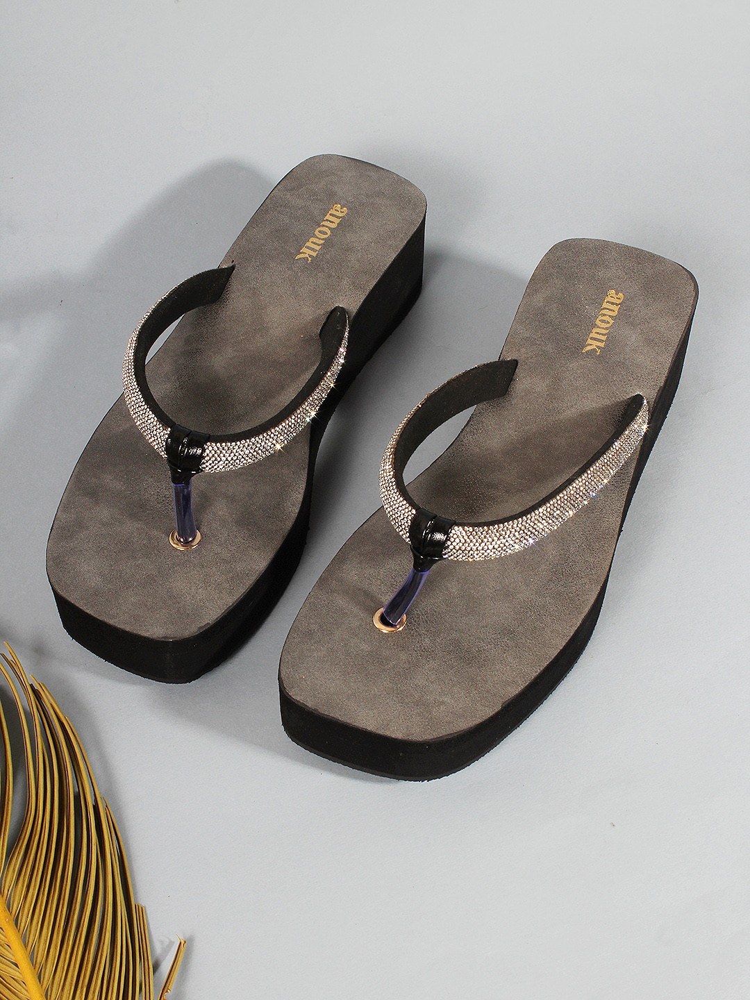 

Anouk Black Embellished Open Toe Wedges