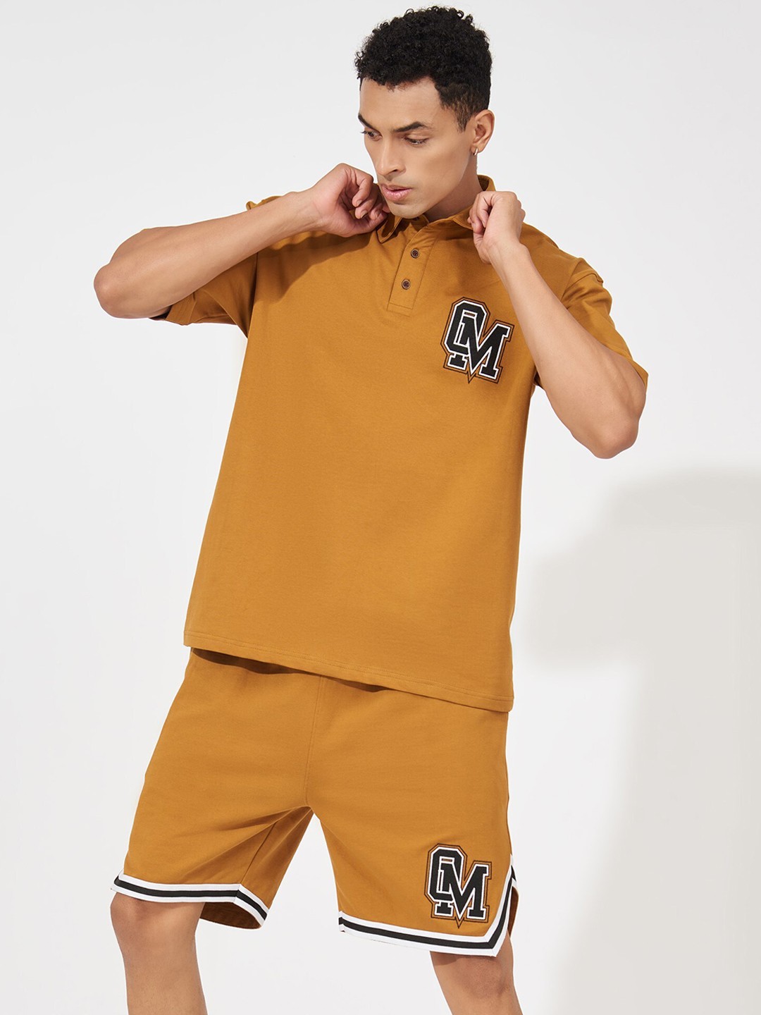 

Maniac Typography Printed Pure Cotton Tracksuits, Yellow