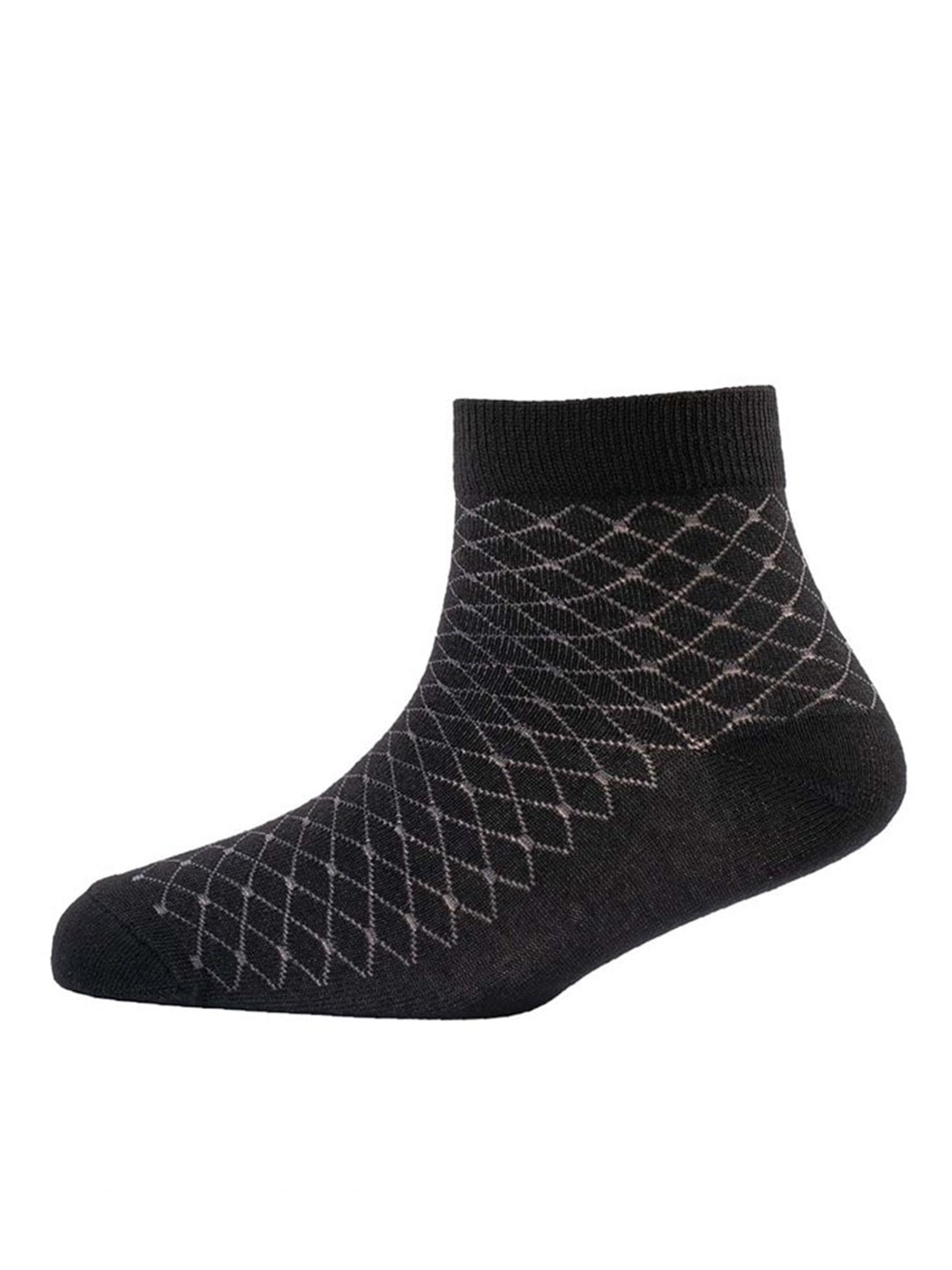 

Cotstyle Men Pack Of 3 Patterned Pure Cotton Above Ankle-Length Socks, Black