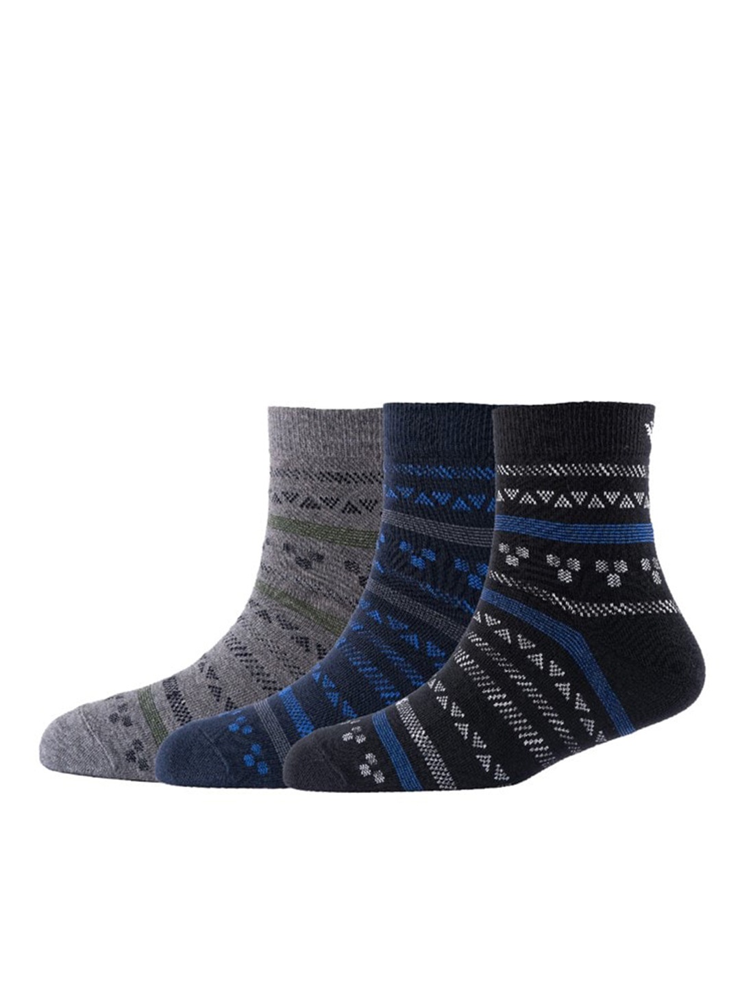 

Cotstyle Men Pack Of 3 Patterned Pure Cotton Above Ankle-Length Socks, Black