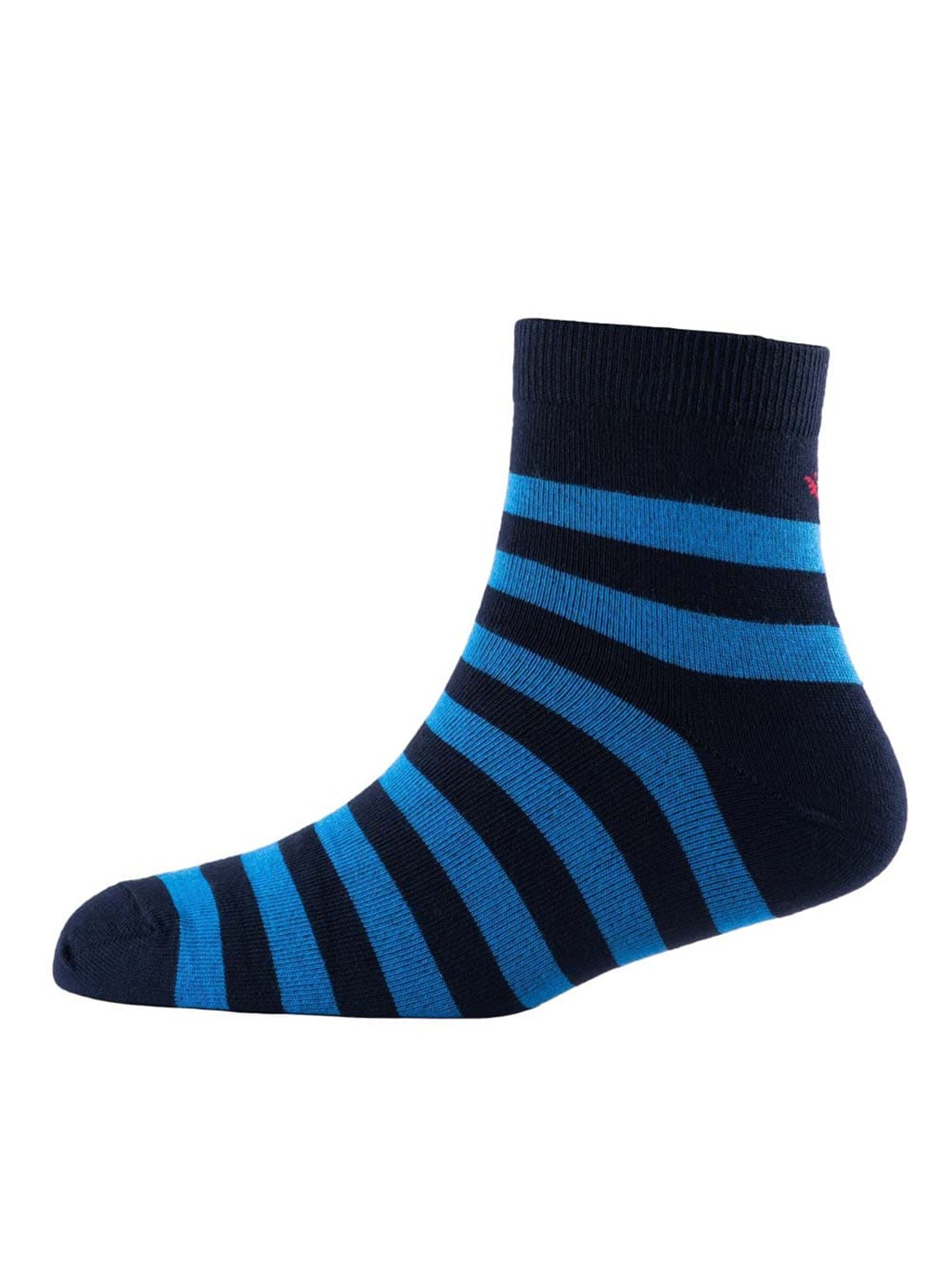 

Cotstyle Men Pack Of 3 Striped Pure Cotton Above Ankle-Length Socks, Navy blue