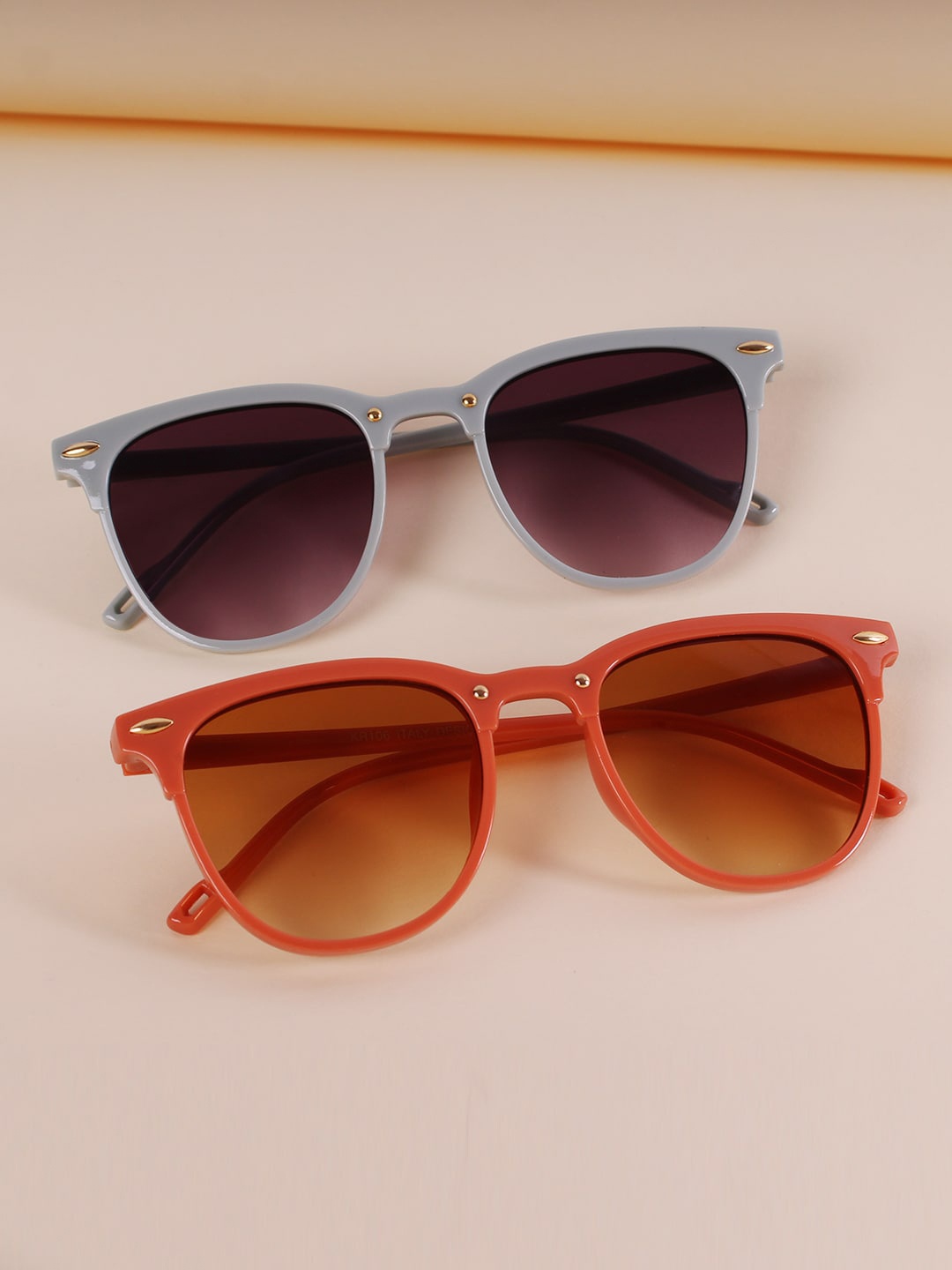 

DukieKooky Kids Set Of 2 Wayfarer Sunglasses With UV Protected Lens DKSG410CE, Brown