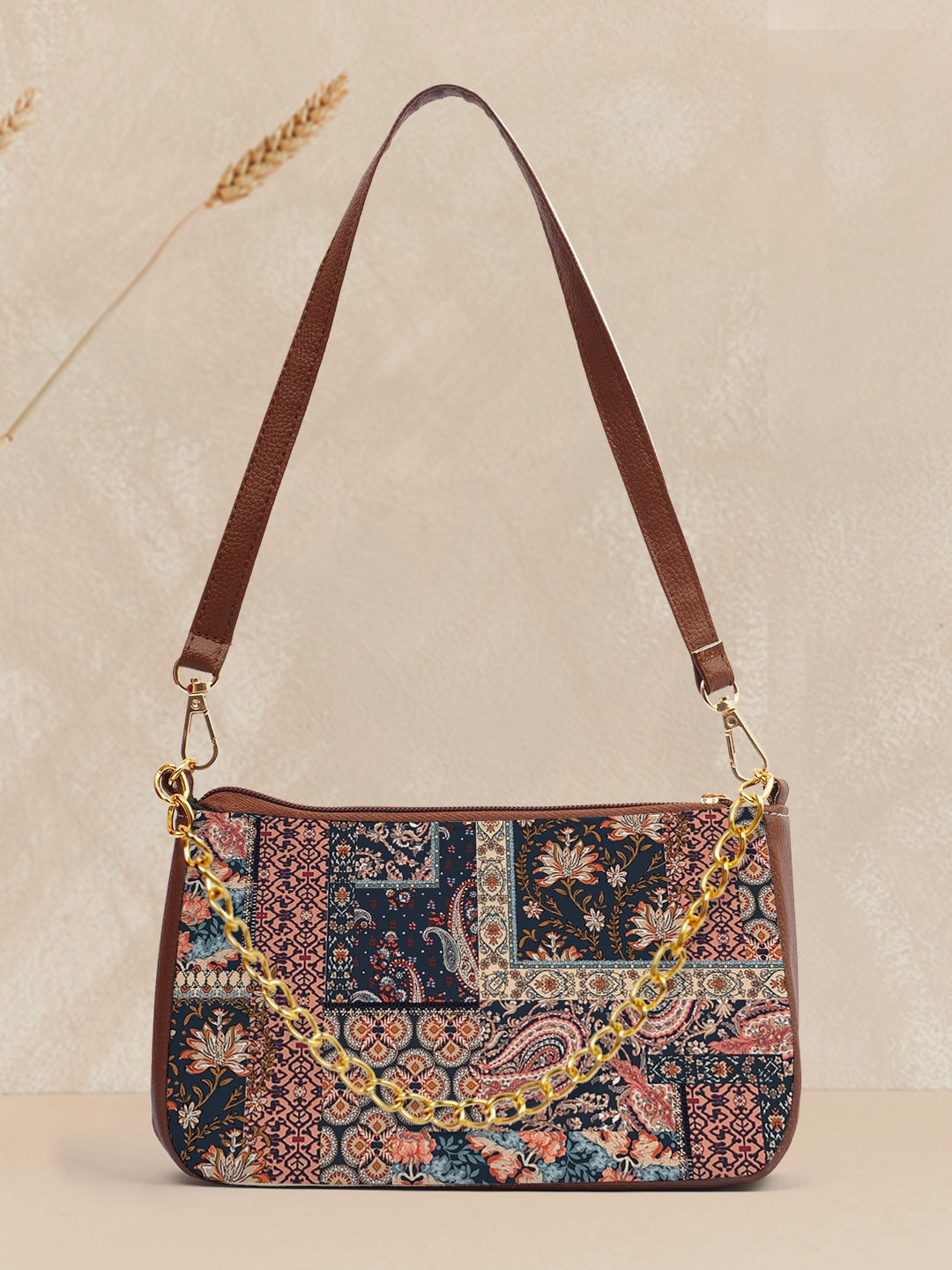 

Crazy Corner Ethnic Motifs Printed Structured Shoulder Bag, Blue