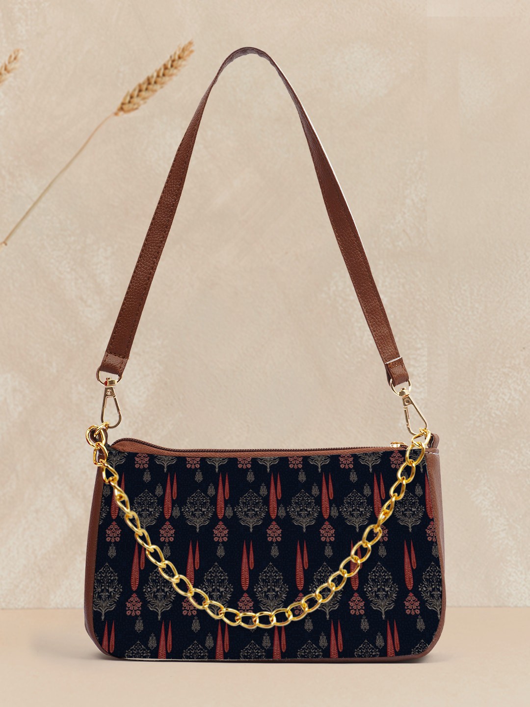 

Crazy Corner Ethnic Motifs Printed Structured Shoulder Bag, Black