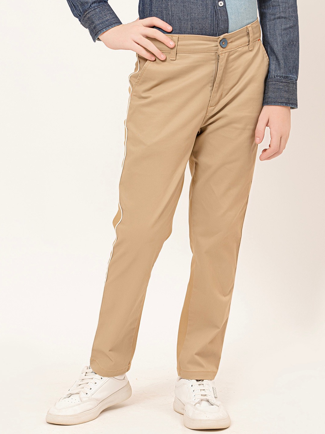 

One Friday Boys Cotton Comfort Trousers, Beige