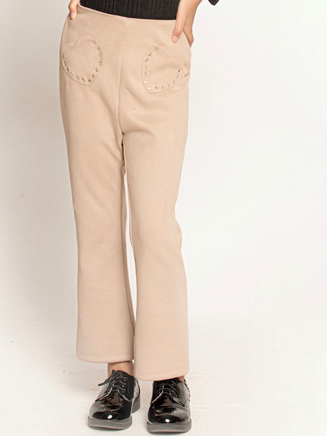 

One Friday Girls Relaxed Flat-Front Slip-On Trousers, Beige