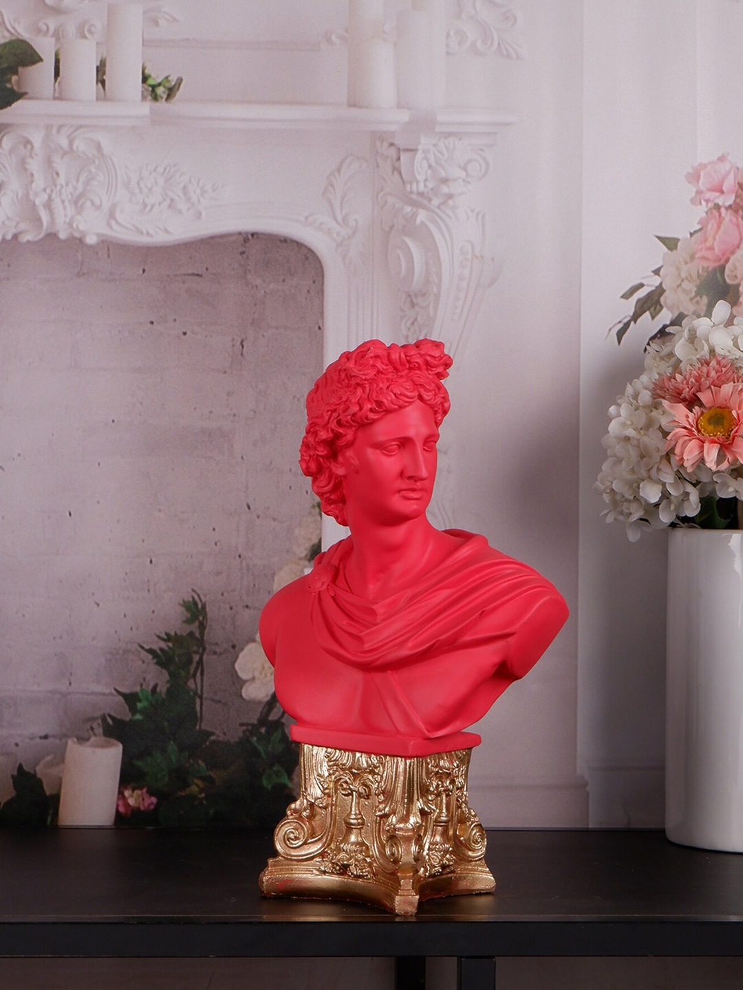

THE WHITE INK DECOR Red Textured Roman Emperor Showpiece
