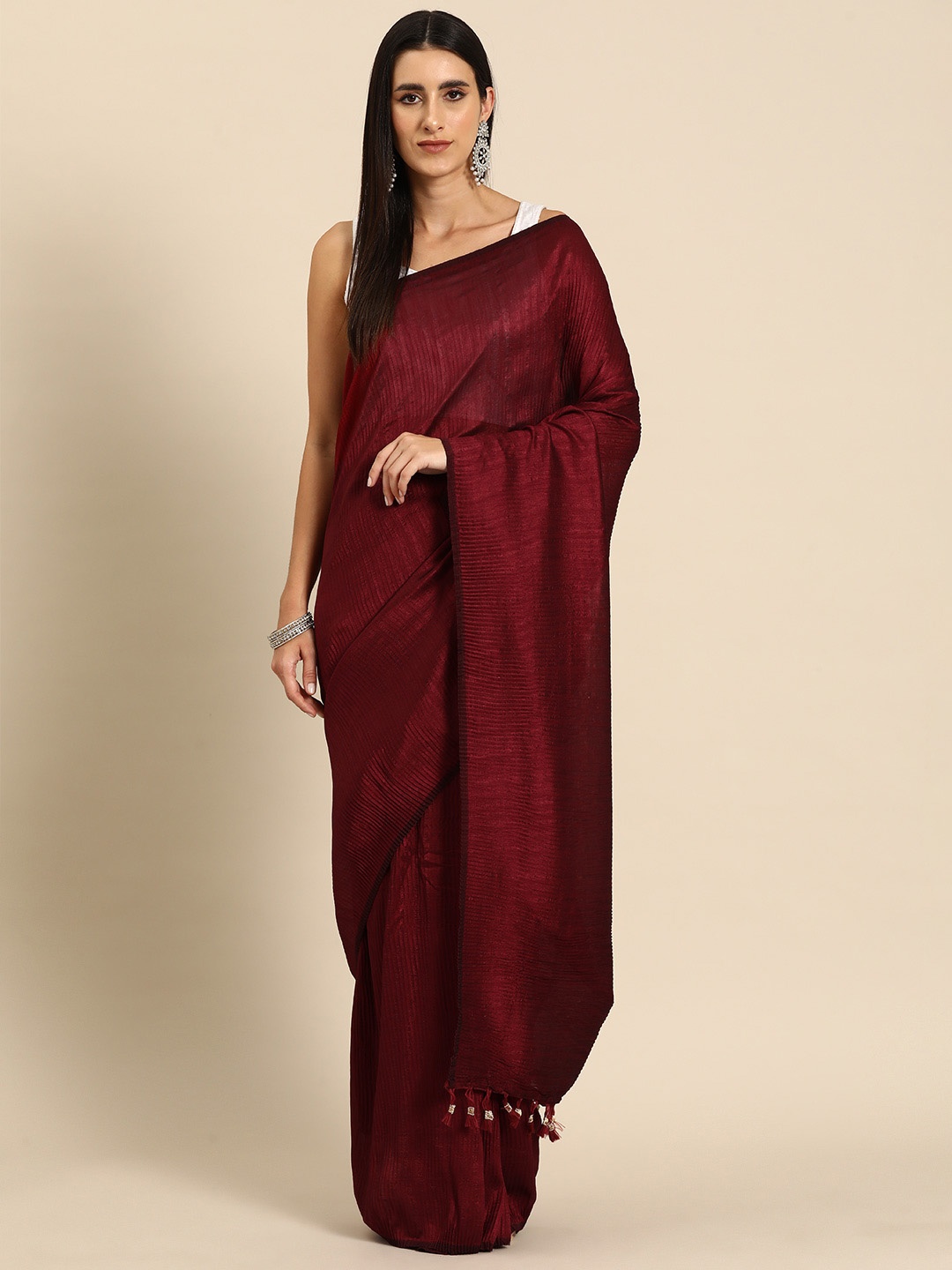 

all about you Pleated Saree, Maroon