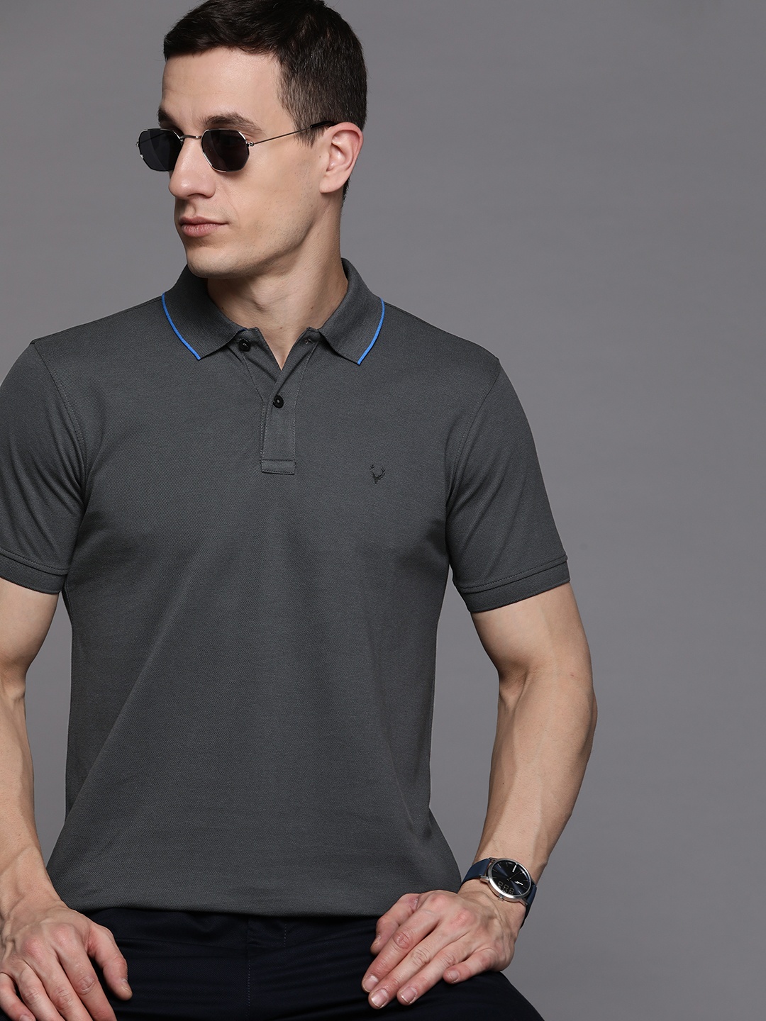 

Allen Solly Sport Men Polo Collar T-shirt, Charcoal