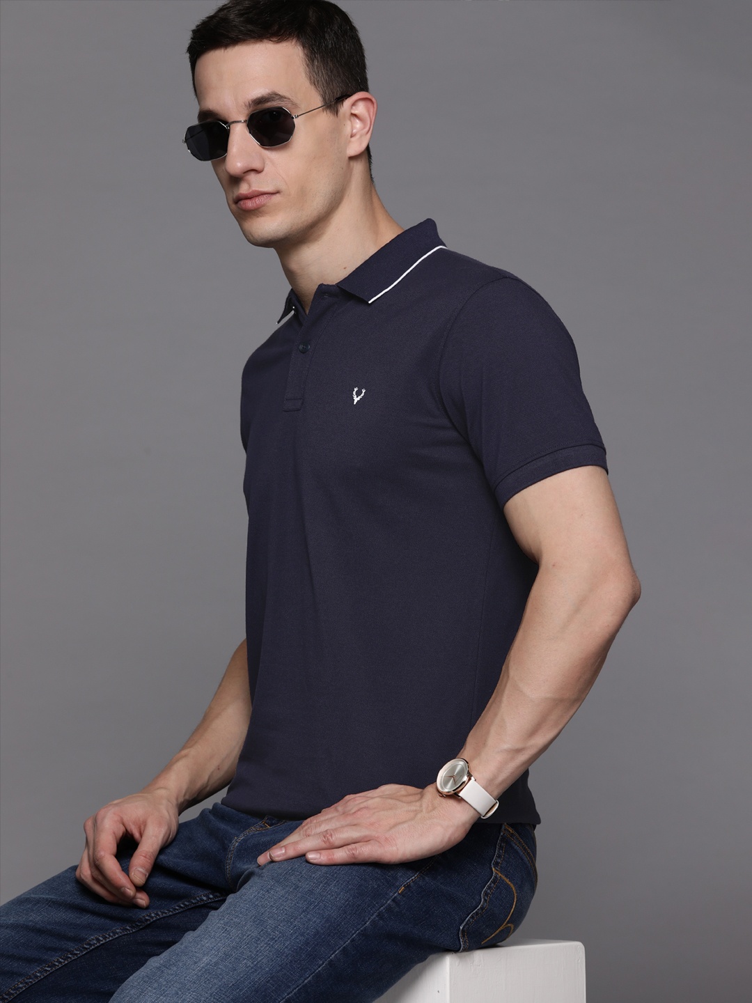 

Allen Solly Sport Men Polo Collar T-shirt, Navy blue