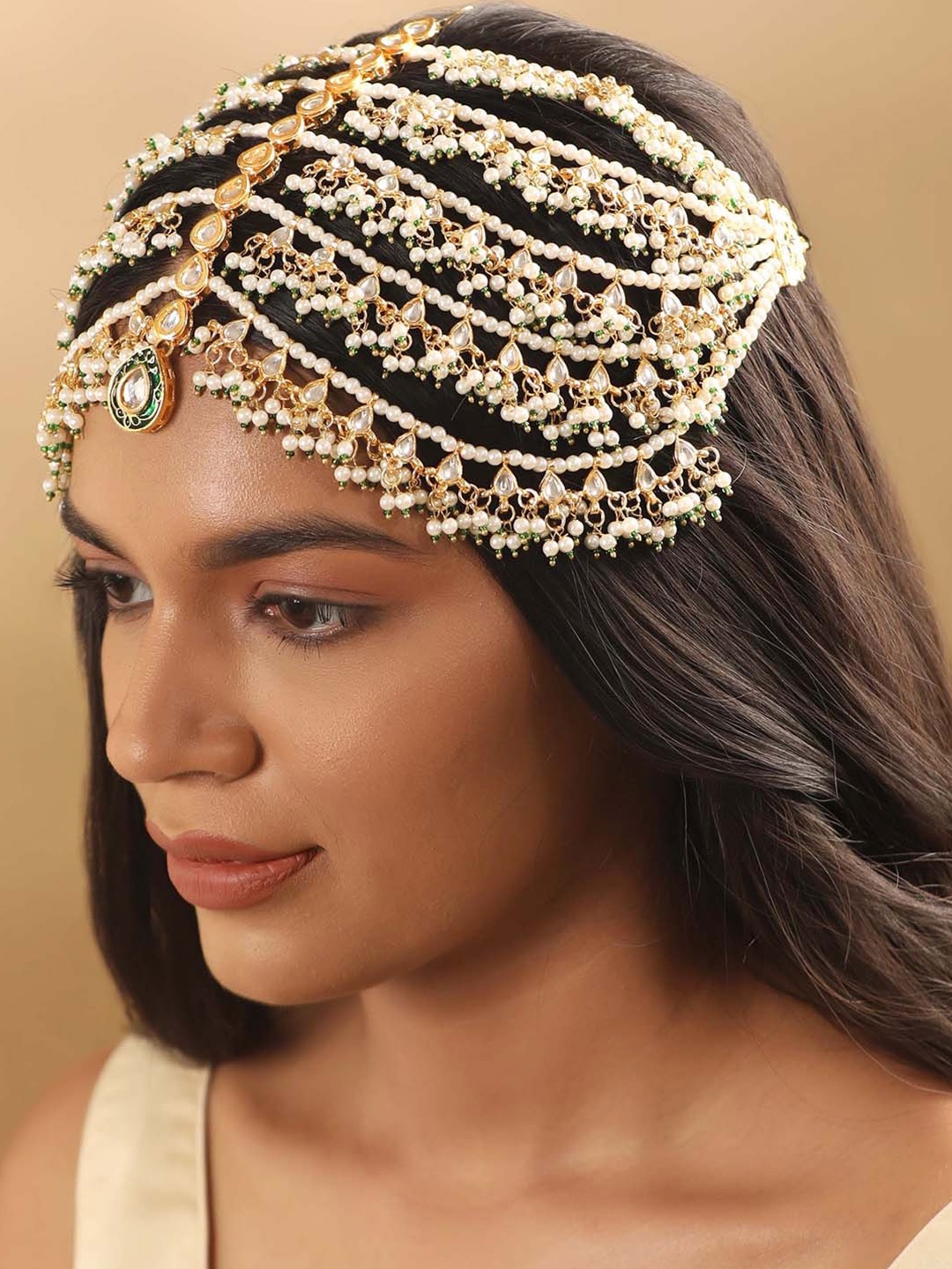 

Rubans Gold-Plated Kundan-Studded Sheesh Phool