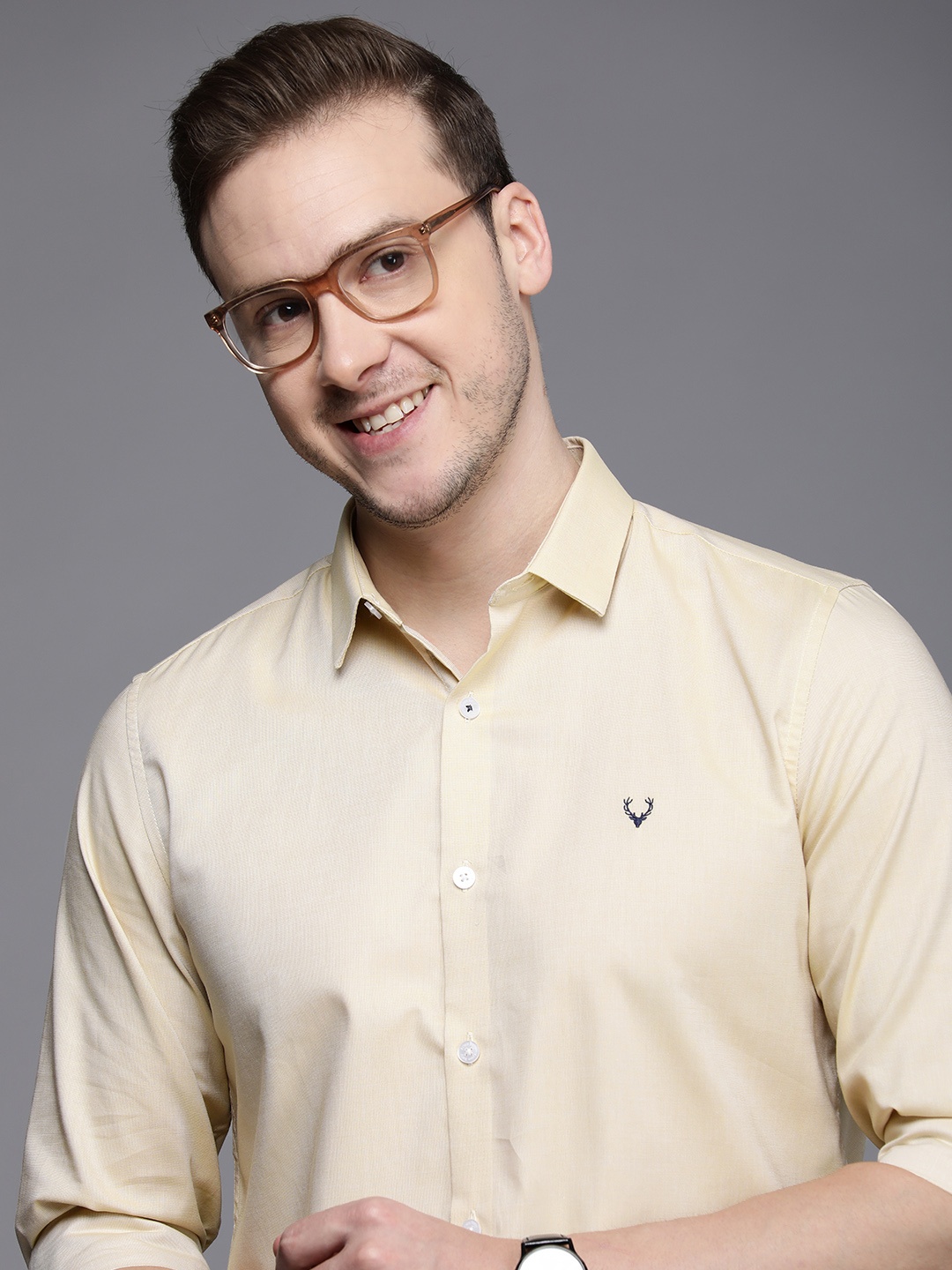 

Allen Solly Sport Self Design Slim Fit Pure Cotton Casual Shirt, Beige