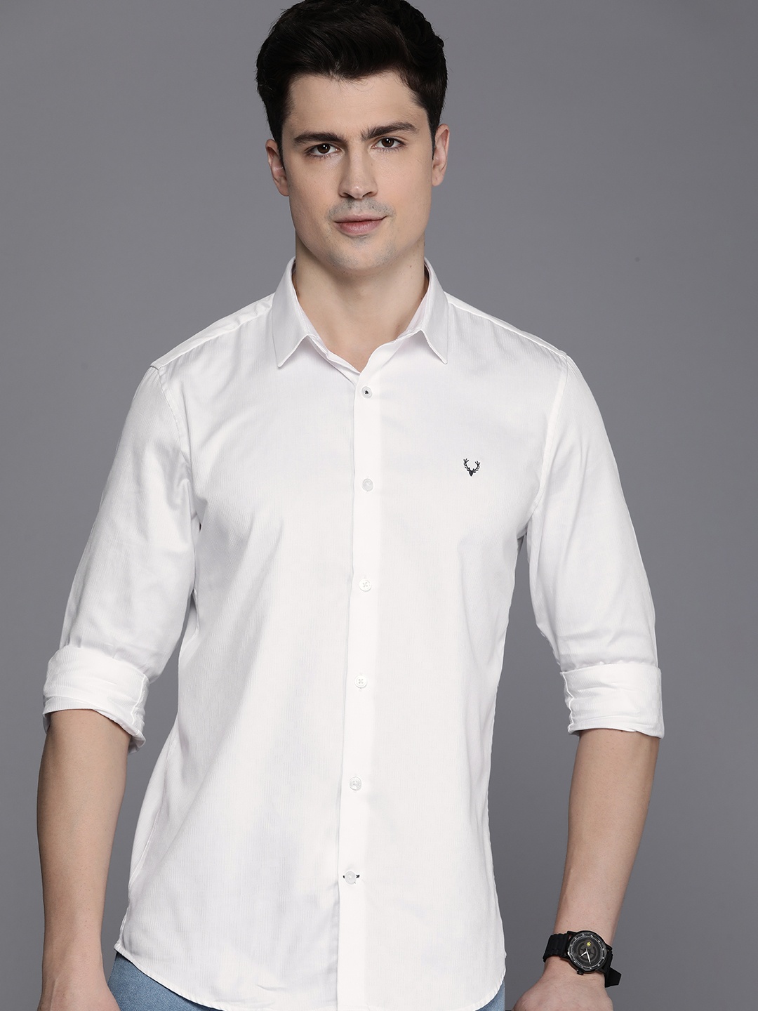 

Allen Solly Sport Comfy Slim Fit Textured Pure Cotton Casual Shirt, White