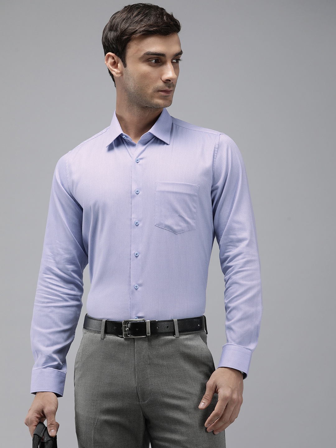 

Van Heusen Slim Fit Textured Pure Cotton Formal Shirt, Lavender