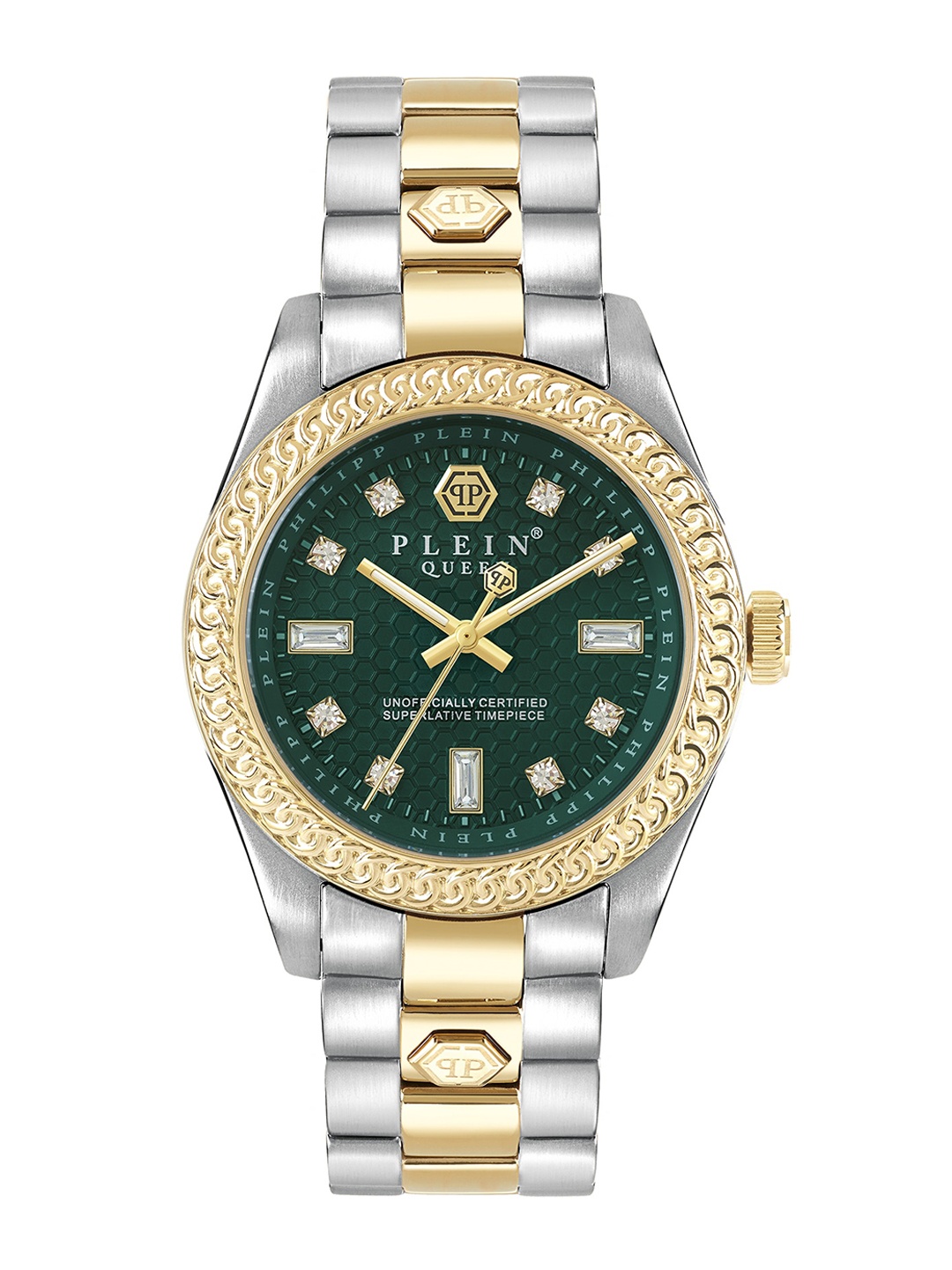 

PHILIPP PLEIN Women Embellished Dial & Straps Reset Time Analogue Watch PWDAA0421, Green