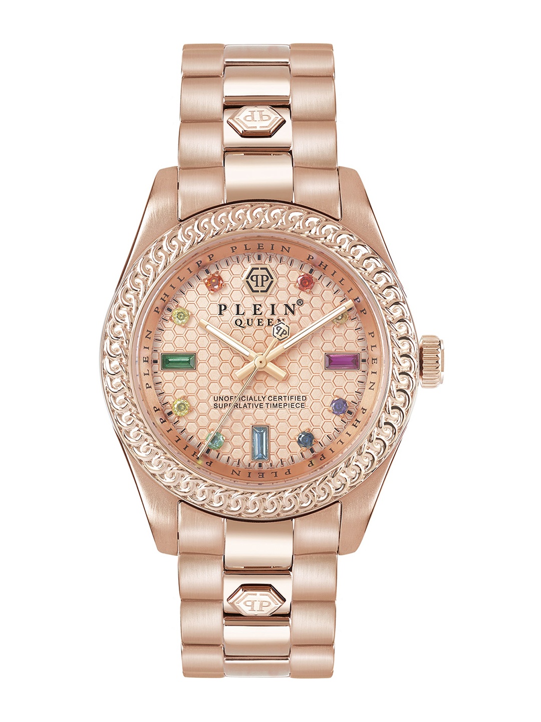 

PHILIPP PLEIN Women Embellished Dial & Bracelet Style Straps Analogue Watch PWDAA0821, Rose gold