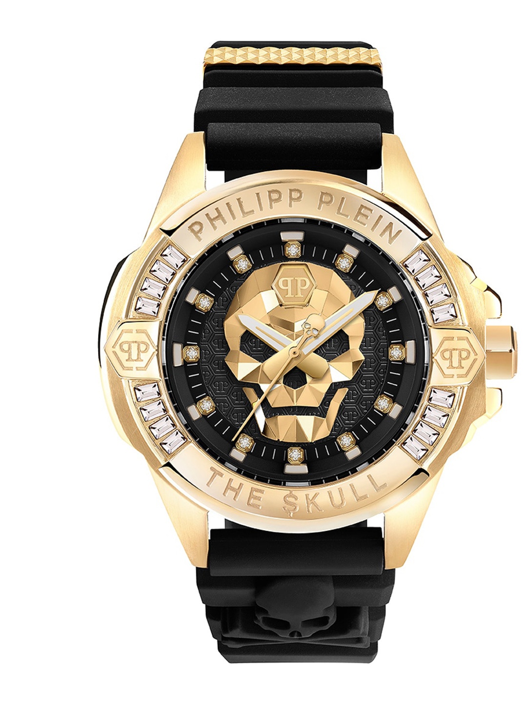 

PHILIPP PLEIN Unisex Skeleton Dial Textured Straps Analogue Watch, Black