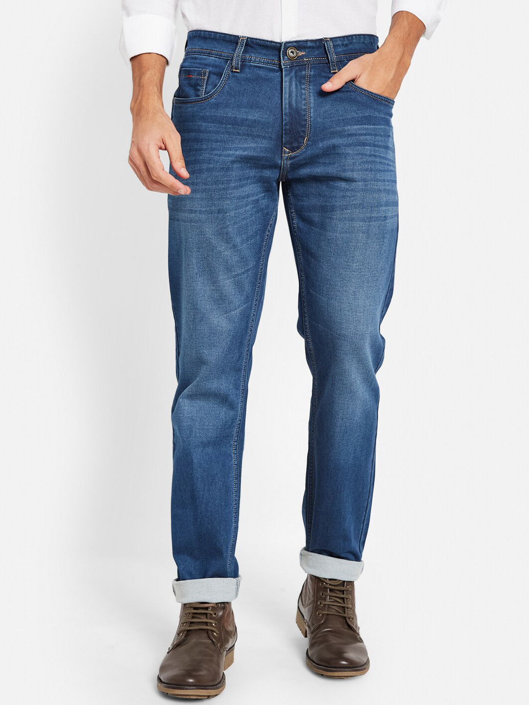 

Octave Men Mid-Rise Straight Fit Light Fade Cotton Jeans, Blue