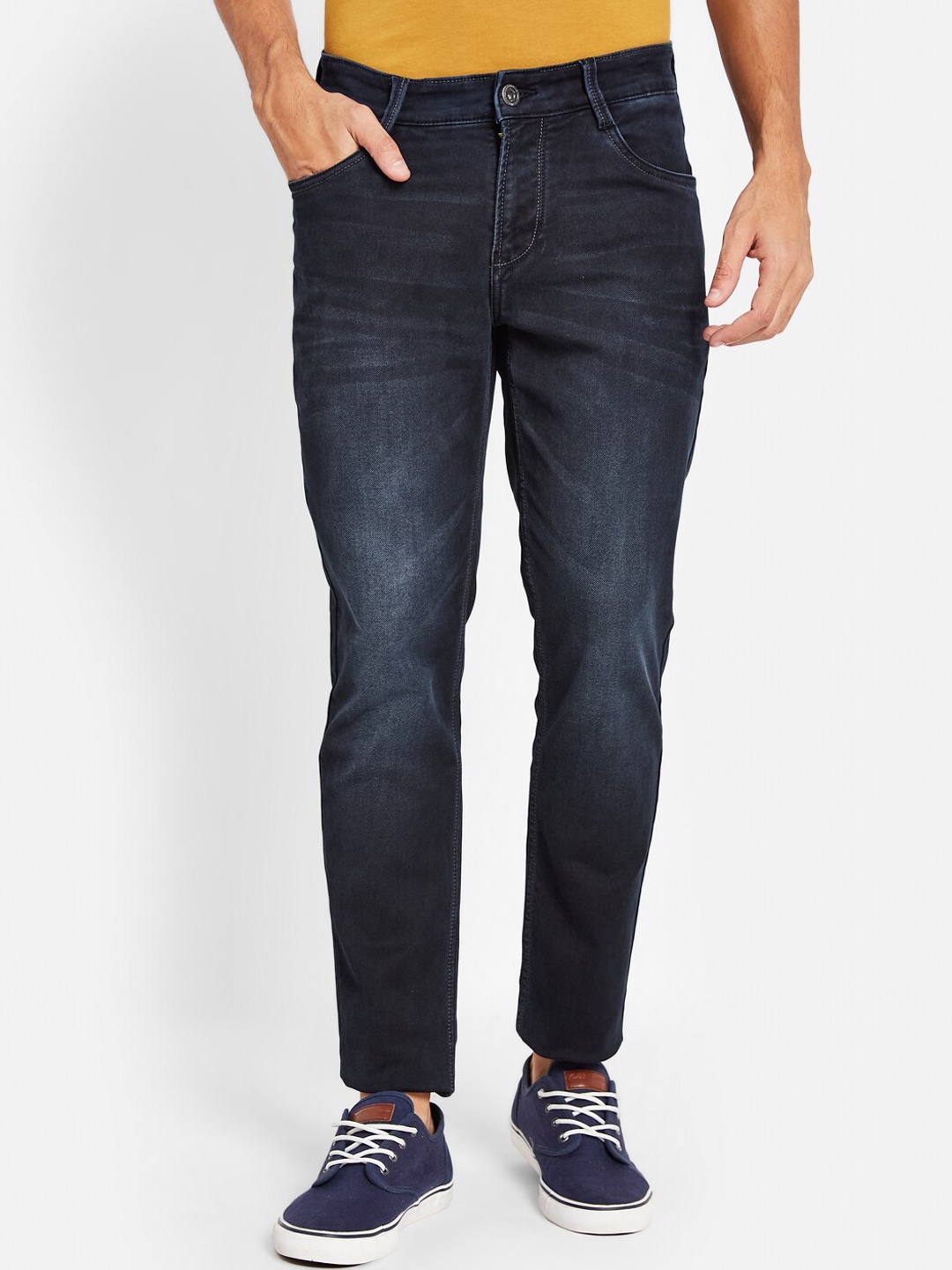 

Octave Men Mid Rise Skinny Fit Clean Look Light Fade Stretchable Jeans, Navy blue