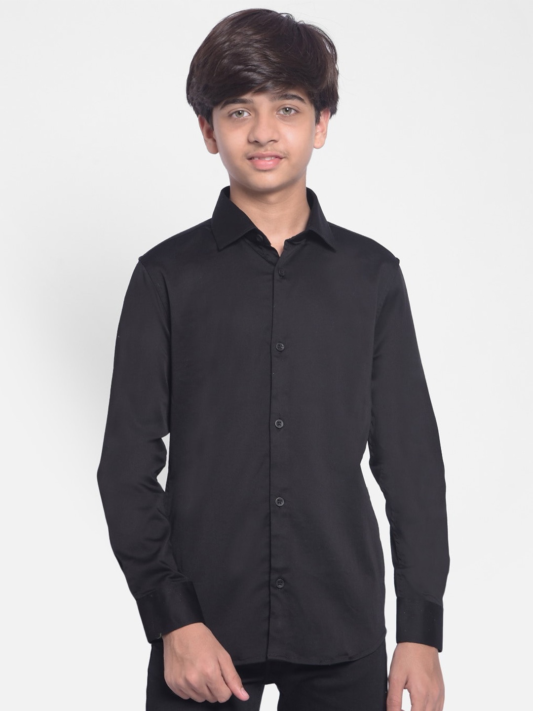 

Crimsoune Club Boys Slim Fit Opaque Casual Shirt, Black