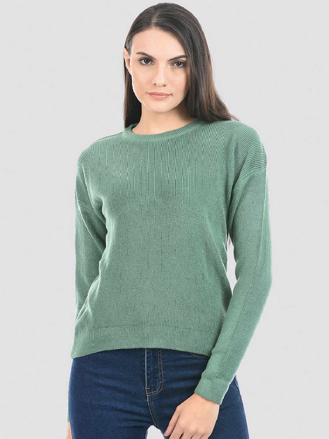 

PORTOBELLO Round Neck Pullover Sweater, Green