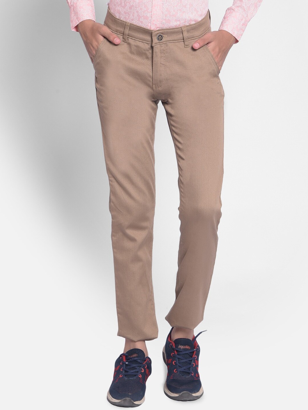 

Crimsoune Club Boys Mid Rise Plain Slim Fit Chinos, Khaki