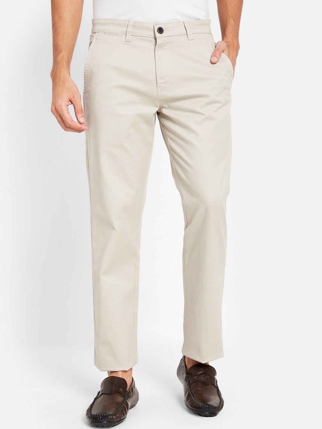 

Octave Men Mid-Rise Cotton Trousers, Cream