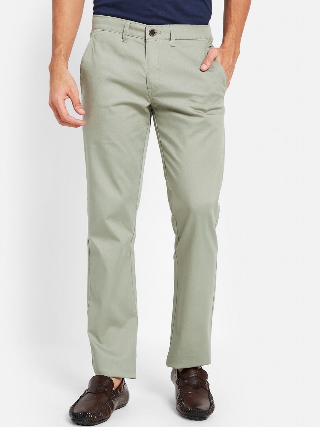 

Octave Men Mid-Rise Cotton Chinos, Grey