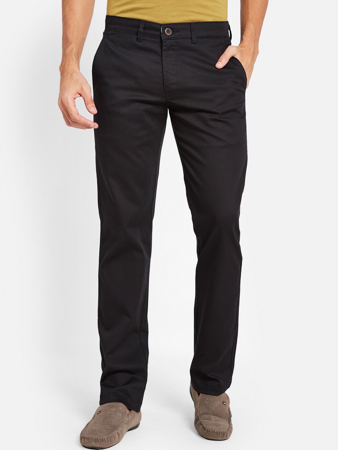 

Octave Men Mid Rise Cotton Chinos, Black