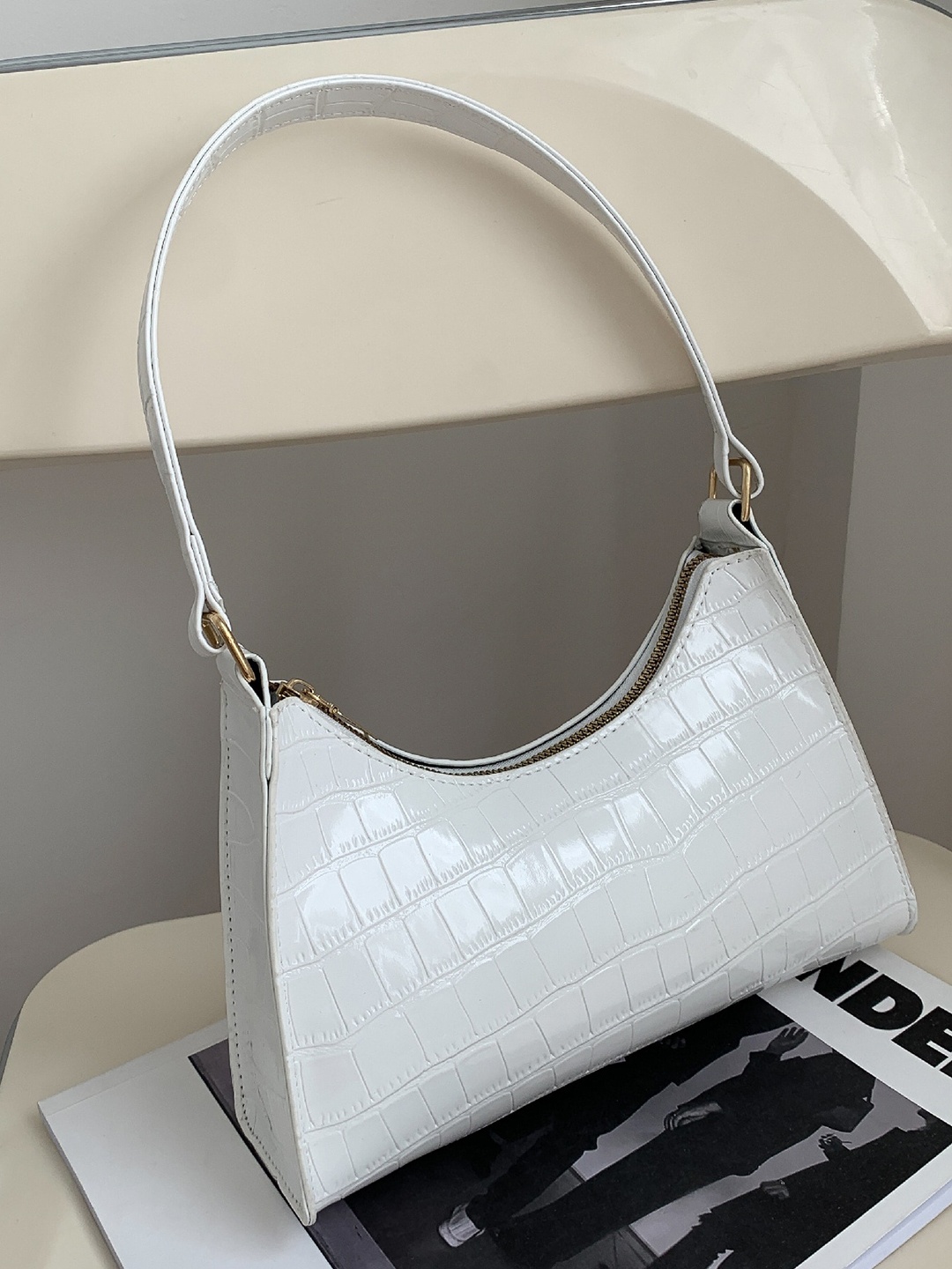 

FARGO Textured PU Structured Shoulder Bag, White