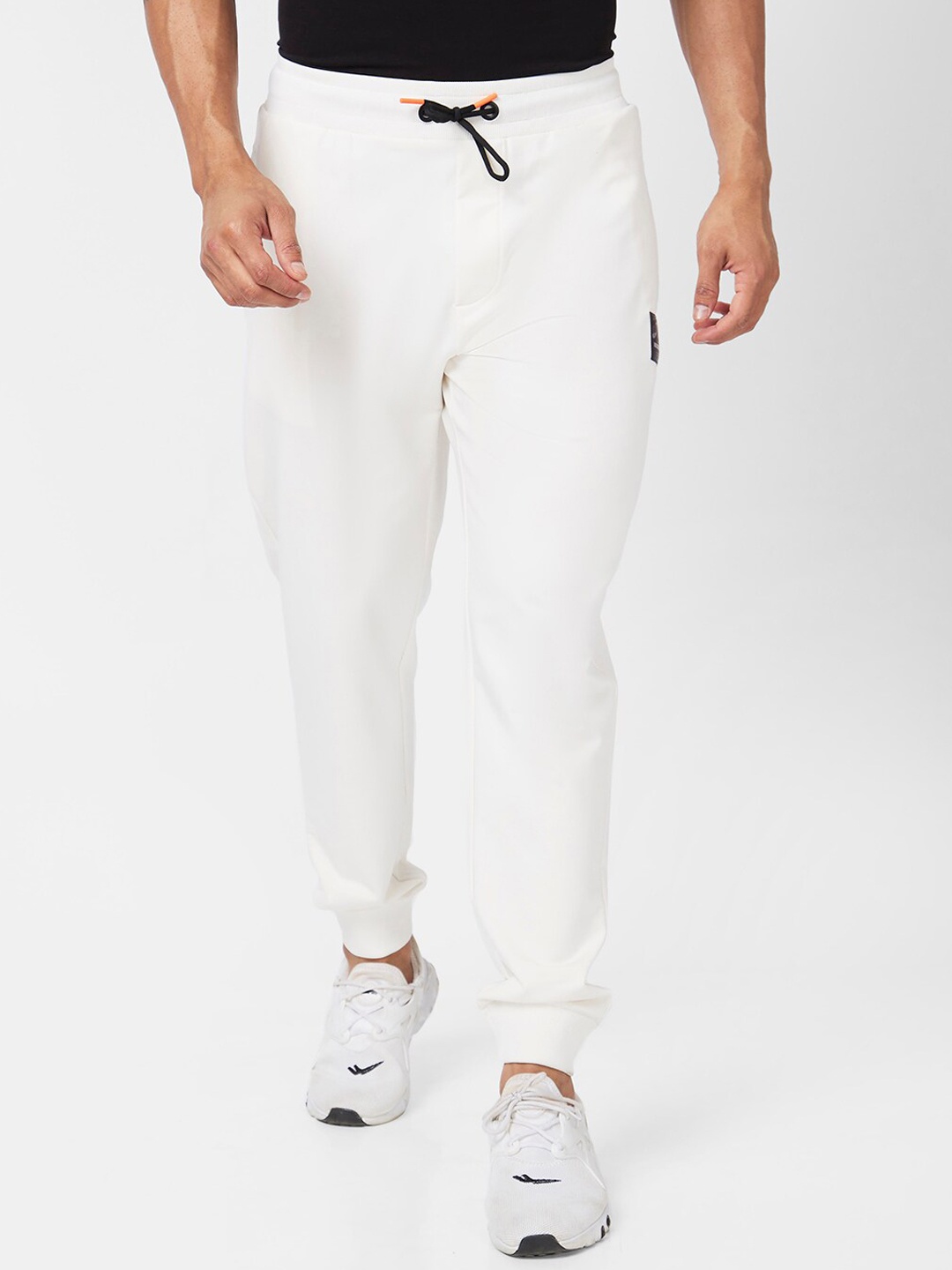 

SPYKAR Men Printed Detail Mid Rise Cotton Joggers, White