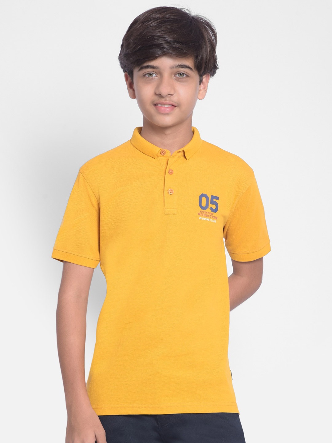 

Crimsoune Club Boys Polo Collar Cotton T-shirt, Mustard