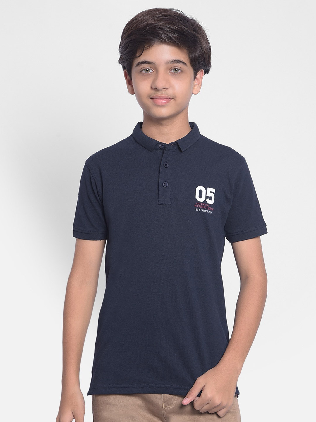 

Crimsoune Club Boys Polo Collar Cotton T-shirt, Navy blue