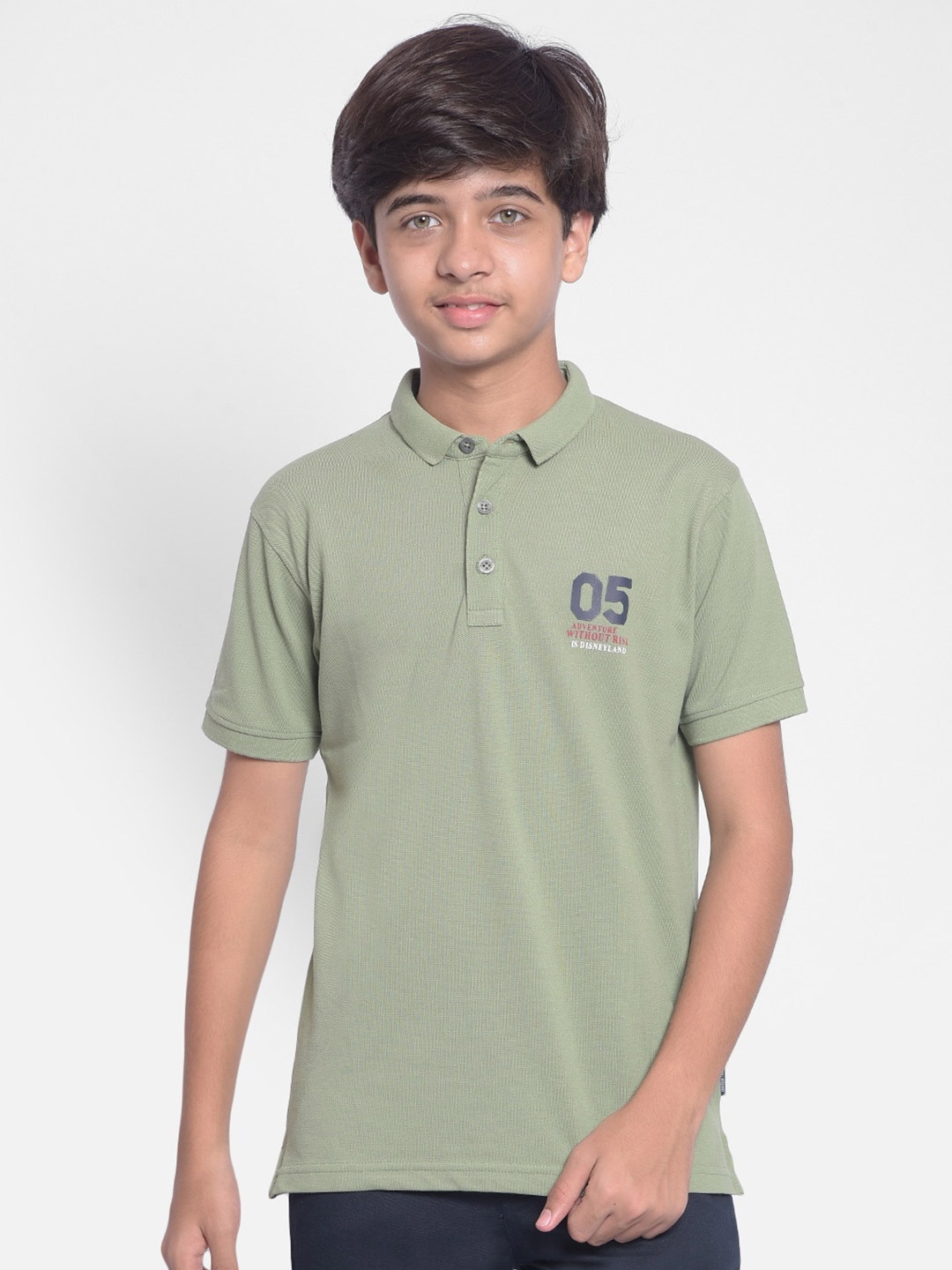 

Crimsoune Club Boys Polo Collar Cotton T-shirt, Olive