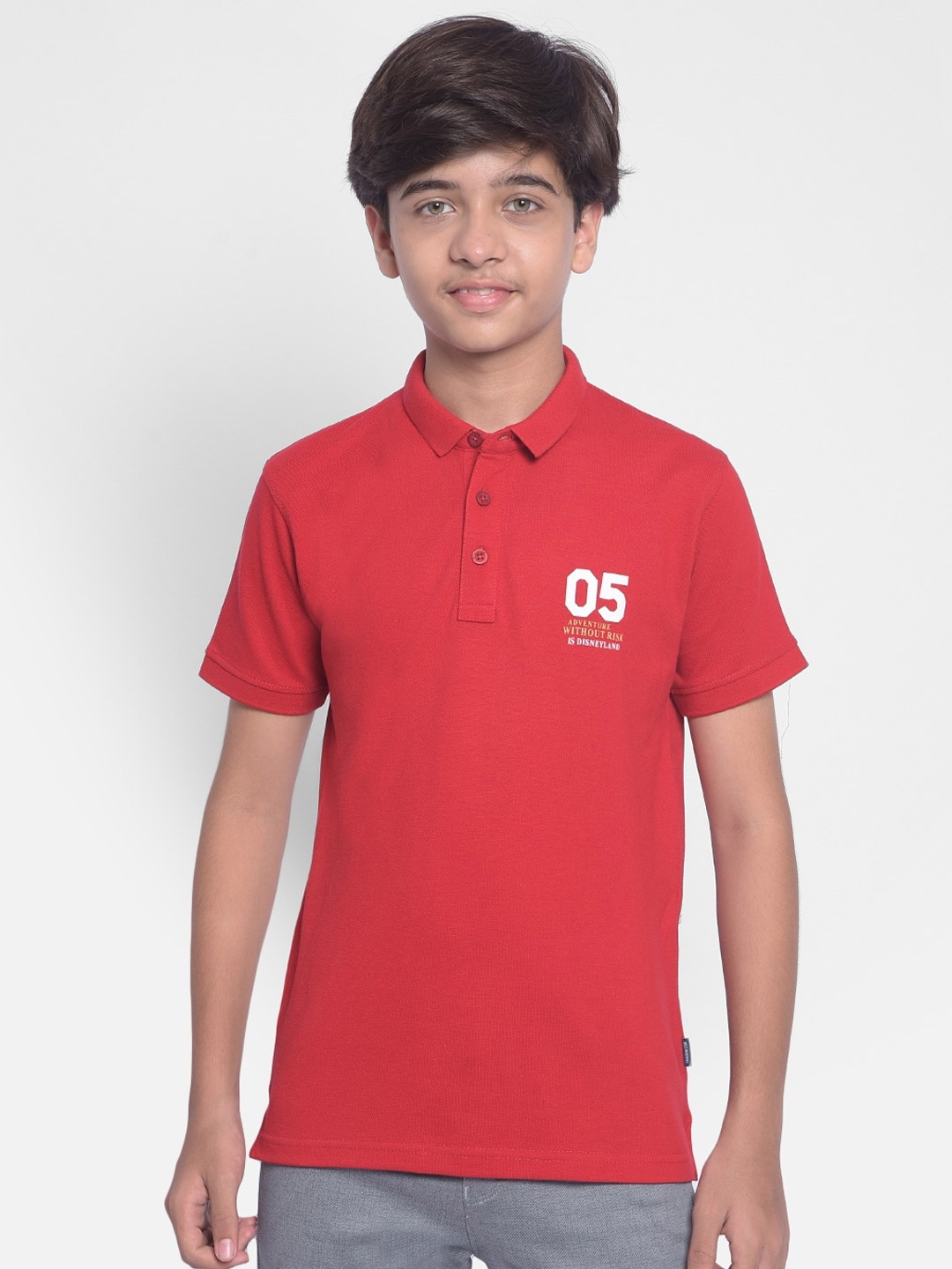 

Crimsoune Club Boys Polo Collar Cotton T-shirt, Red