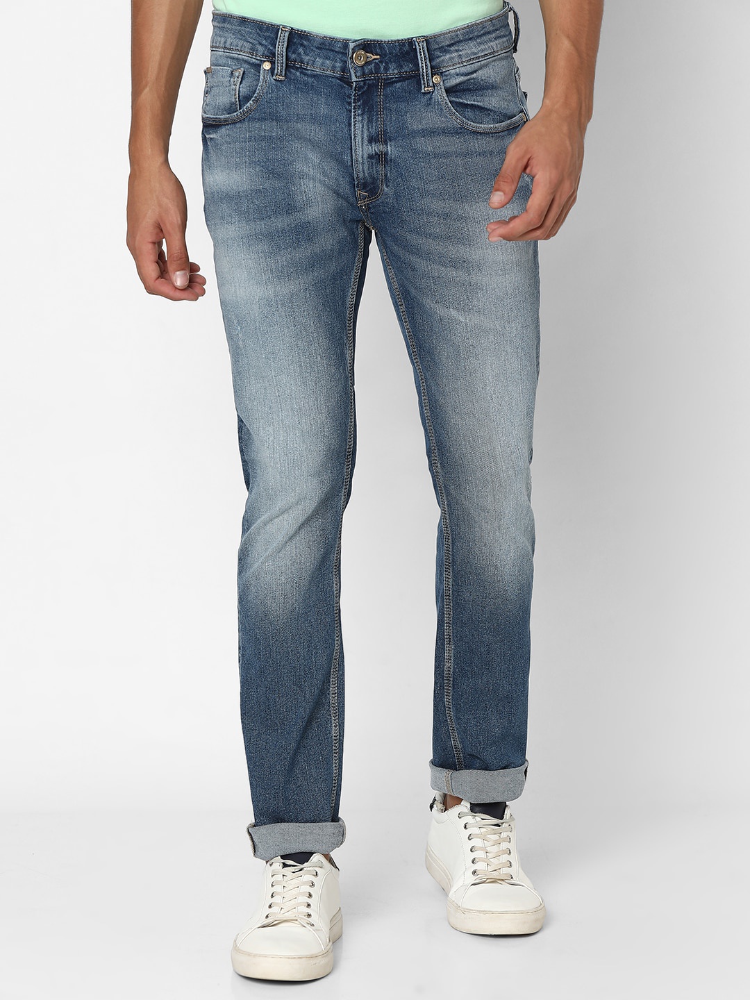 

SPYKAR Men Mid-Rise Heavy Fade Jeans, Blue
