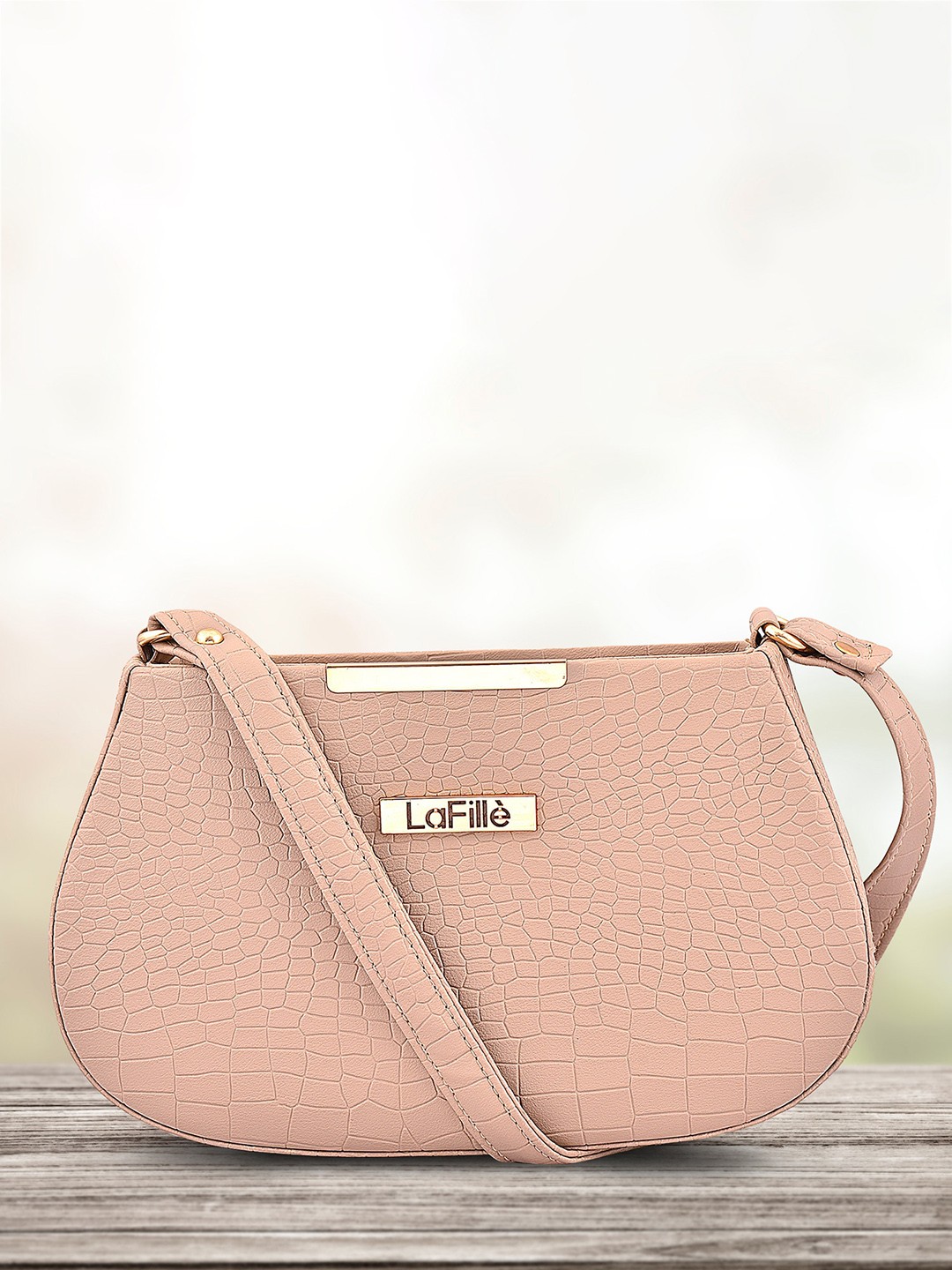 

LaFille Textured Structured Shoulder Bag, Beige