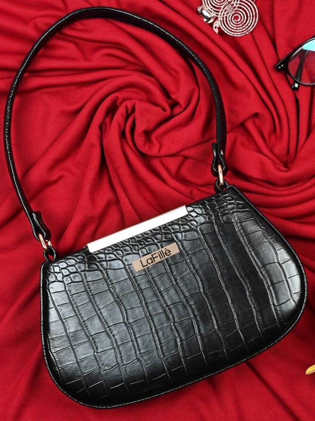 

LaFille Textured Structured Shoulder Bag, Black