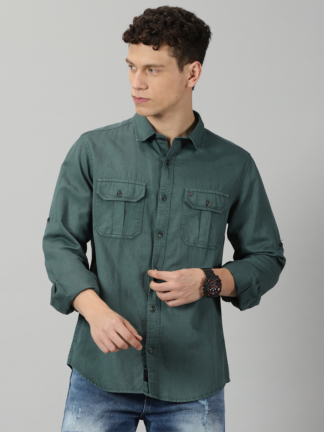 

VUDU Comfort Fit Cotton Casual Shirt, Fluorescent green