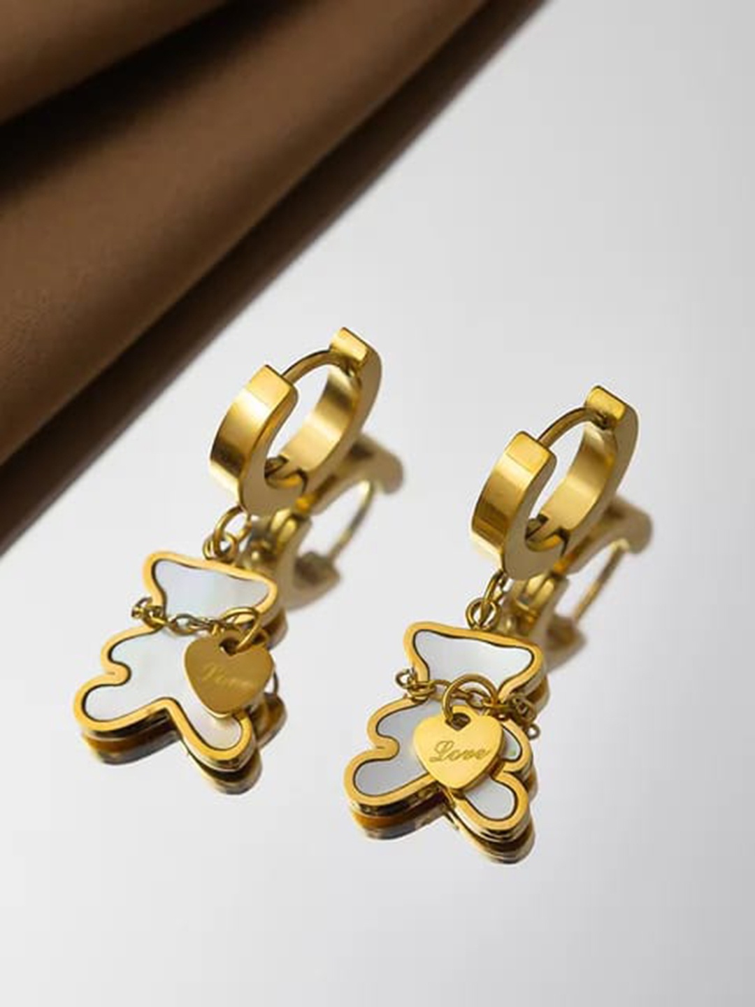 

VIEN Gold Plated Stainless Steel Drop Hoop Earrings
