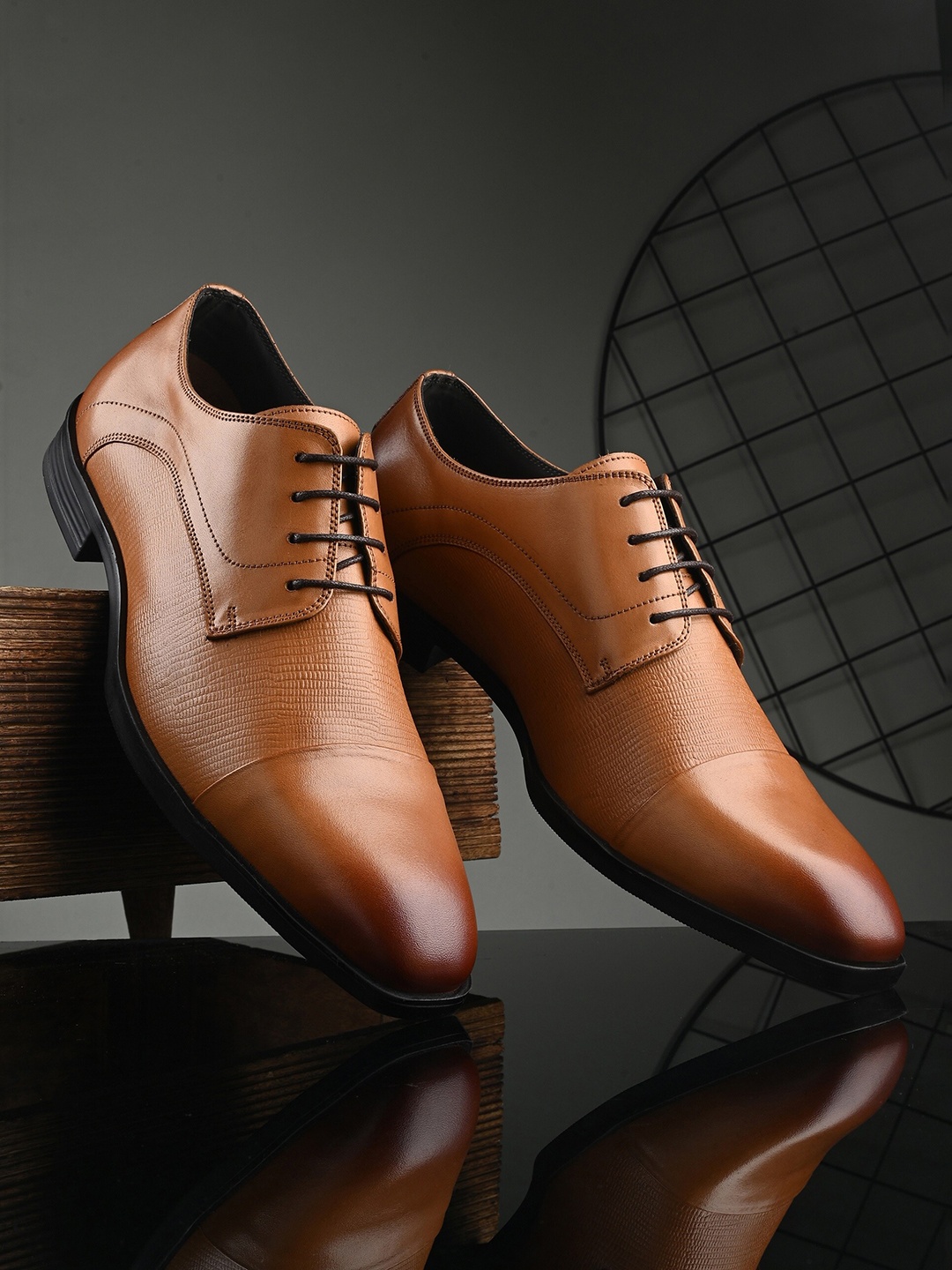 San Frissco Men Leather Formal Derbys, Tan
