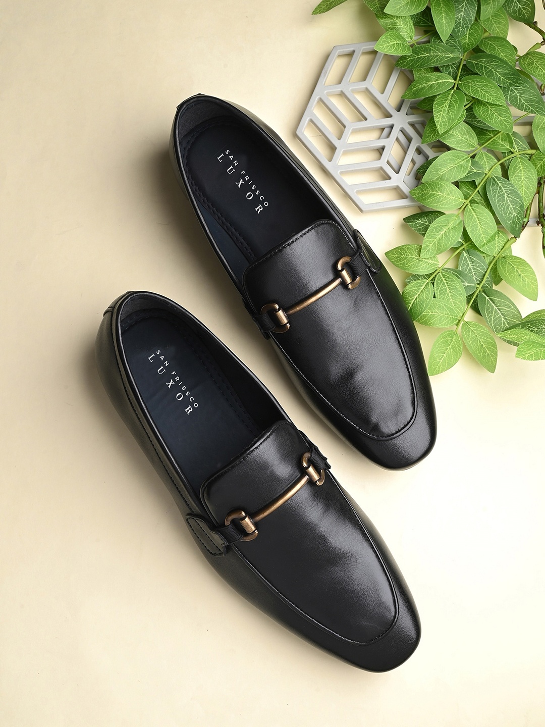 

San Frissco Men Leather Formal Loafers, Black
