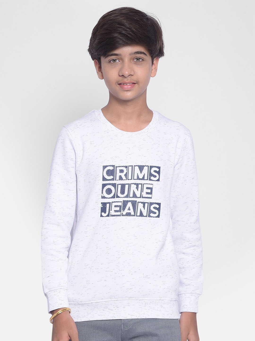 

Crimsoune Club Boys Typography Printed Cotton Pullover, White