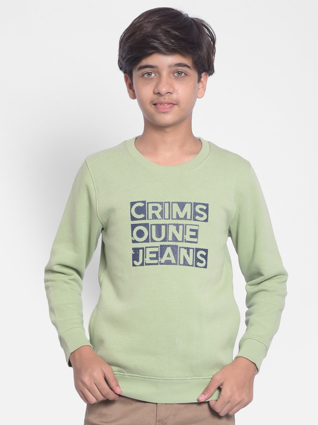

Crimsoune Club Boys Typography Printed Sweatshirt, Olive