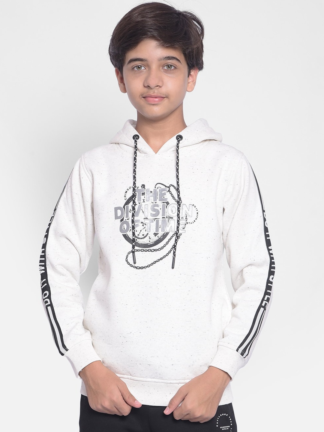 

Crimsoune Club Boys Graphic Printed Hooded Pullover, White