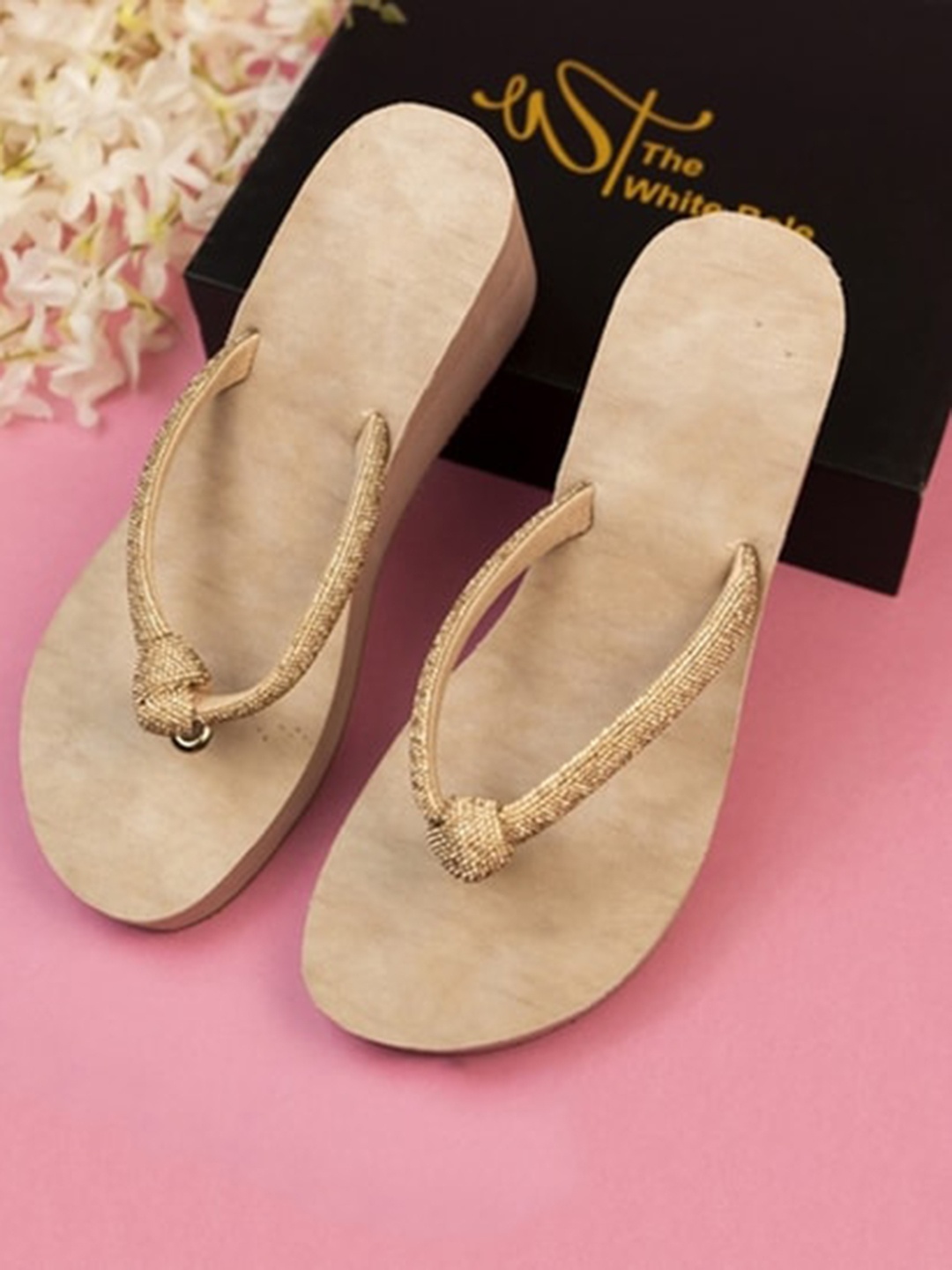 

THE WHITE POLE Embellished Platform Heels, Nude