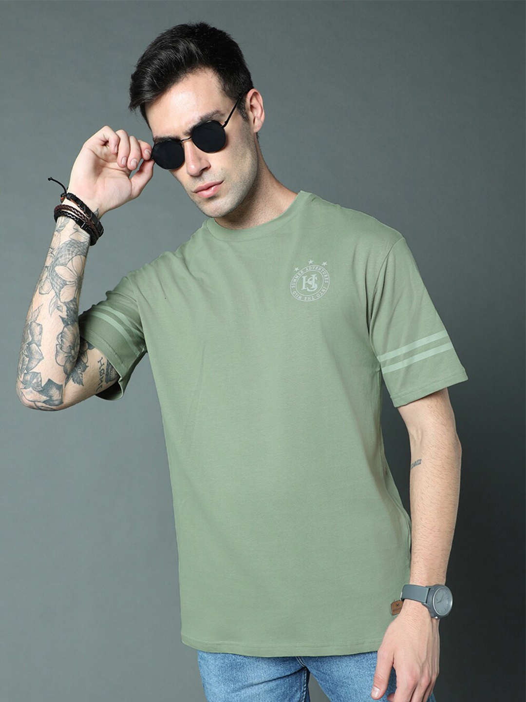 

High Star Pure Cotton Relaxed fit T-shirt, Green