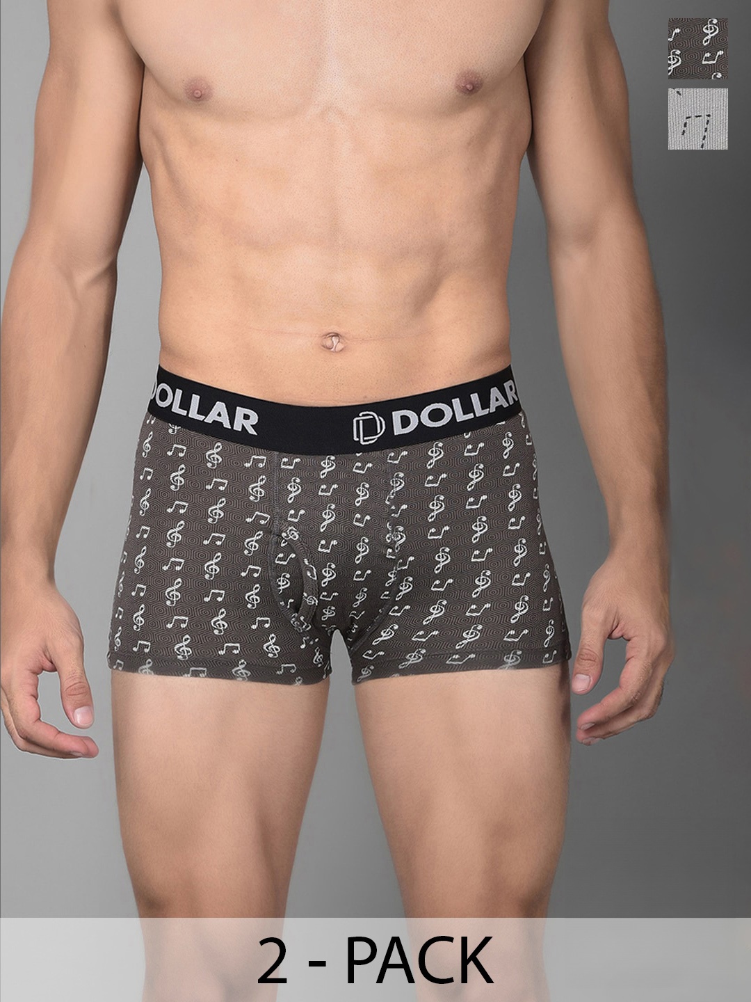 

Dollar Bigboss Men Printed Pack of 2 Cotton Shuffle Intellisoft Cotton Spandex Trunks, Assorted
