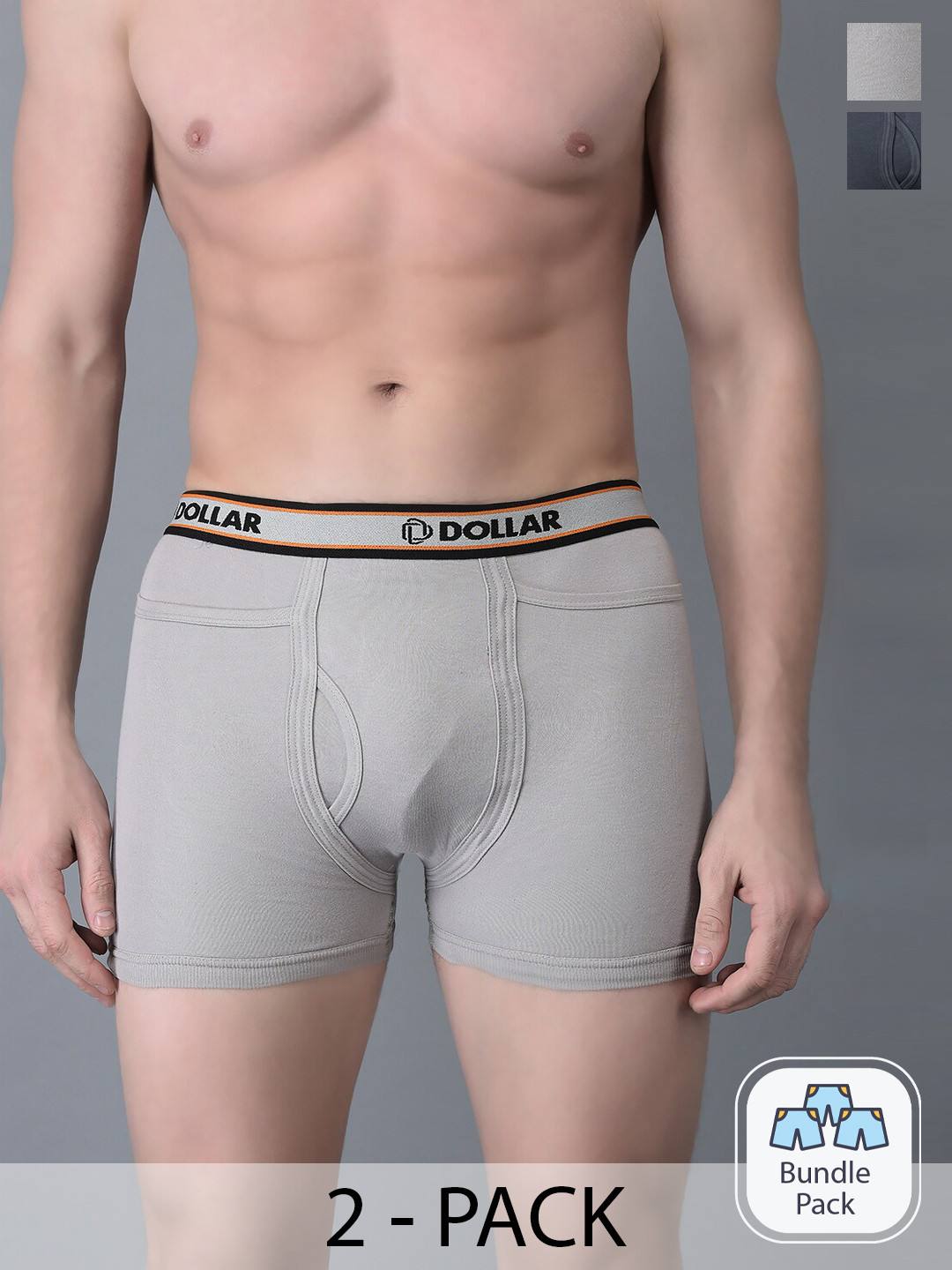 

Dollar Bigboss Men Solid Pack of 2 Combed Cotton Intrerlock Pocket Trunks, Assorted