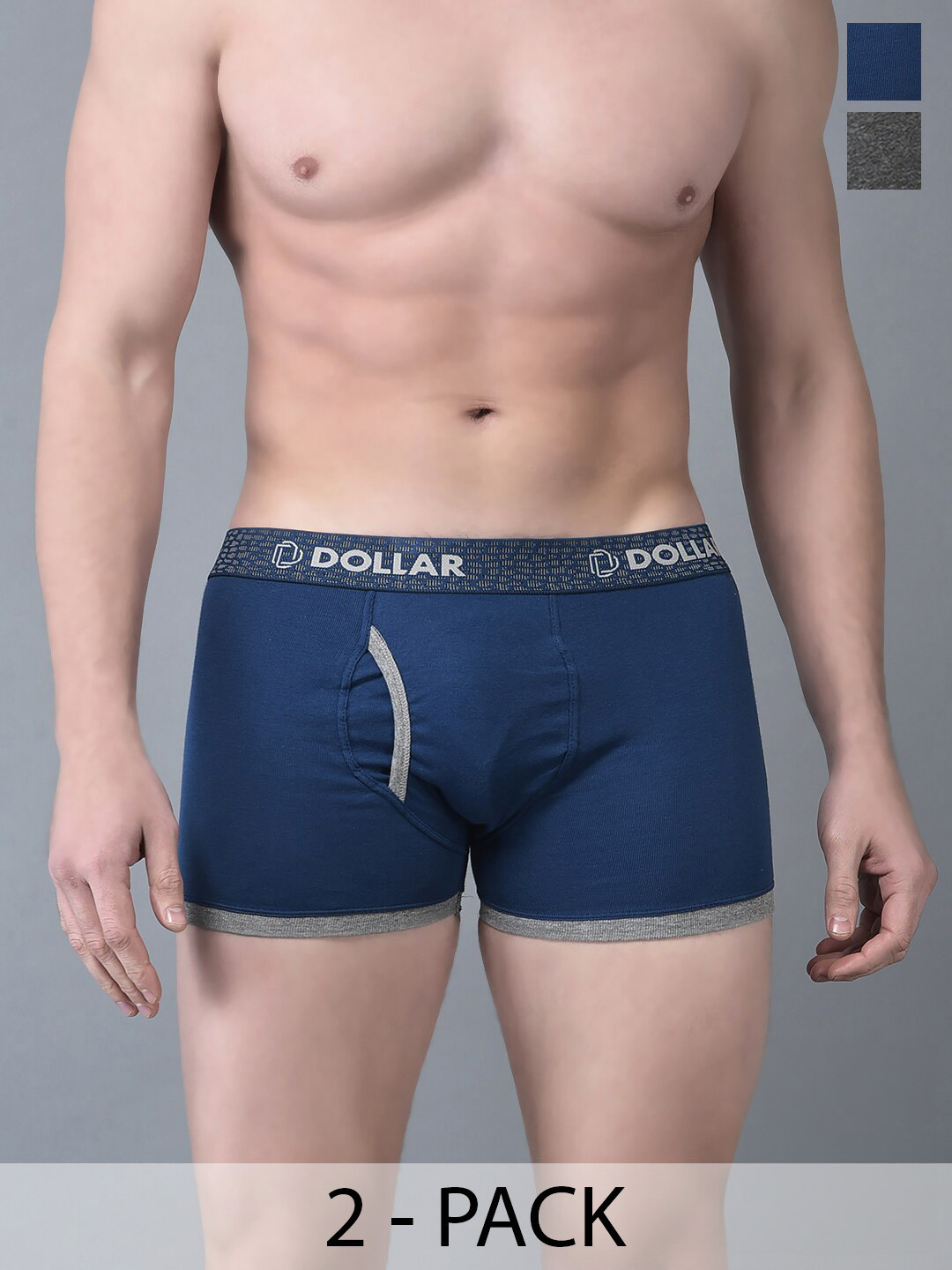 

Dollar Bigboss Solid Pack of 2 Combed Cotton Contoured Pouch Support Trunks, Assorted
